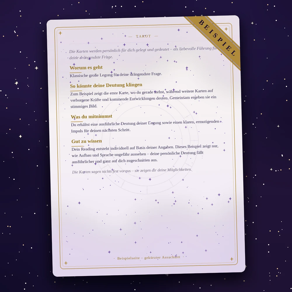 Tarot Beispielseite